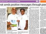Bernard Bharat sends positive messages through poems (August 10,&nbsp;2016)